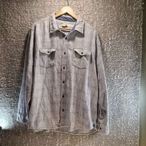 Carbon 2 Cobalt Long Sleeve Plaid Button Front Shirt Men's XL White Gray Pockets